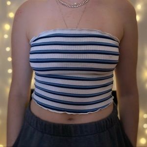 Ambiance, Blue striped tube top, Size M